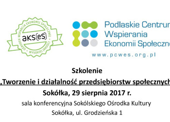 Bezpłatne szkolenie pt.: „Tworzenie i działalność przedsiębiorstw społecznych”