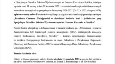 Otwarty nabór Partnera do współpracy