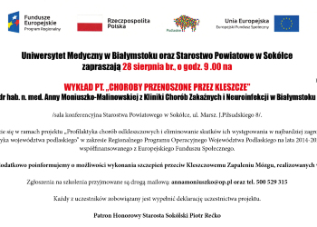 WYKŁAD PT. ,,CHOROBY PRZENOSZONE PRZEZ KLESZCZE"