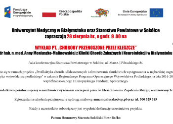 WYKŁAD PT. ,,CHOROBY PRZENOSZONE PRZEZ KLESZCZE"