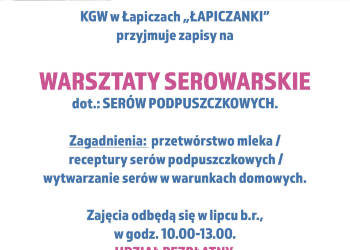 KGW w Łapiczach „Łapiczanki” przyjmuje zapisy na warsztaty serowarskie