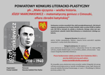 POWIATOWY KONKURS ph. „Mała ojczyzna – wielka historia. JÓZEF MARCINKIEWICZ...”