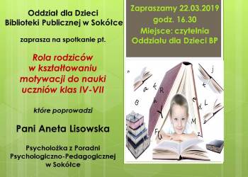 Oddział dla Dzieci Biblioteki Publicznej w Sokółce zaprasza na spotkanie