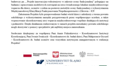 Projekt badawczy pn. "Projekt innowacyjno - wdrożeniowy w zakresie oceny funkcjonalnej"