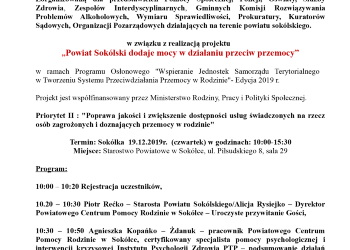 Zaproszenie do udziału w konferencji ph. „Porozmawiajmy o naszej mocy w działaniach przeciw przemocy”