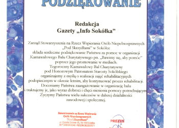 Podziękowanie dla INFO Sokółka :)