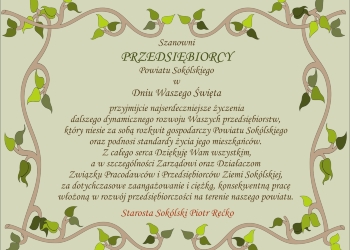 Życzenia z okazji Dnioa Przedsiebiorcy
