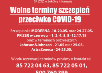 Uwaga! Wolne terminy szczepień przeciwko COVID-19